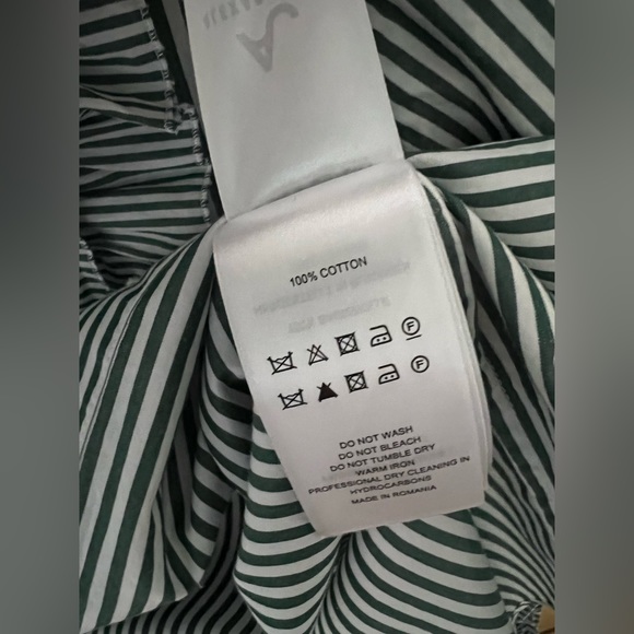 Alexa Chung Green and White Striped Ruffle Button-down Shirt 100% cotton US 2 - Picture 12 of 15